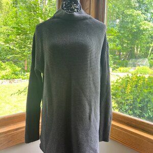 Pact Clothing Charcoal Ribbed Mock Neck Tunic Sweater Size S